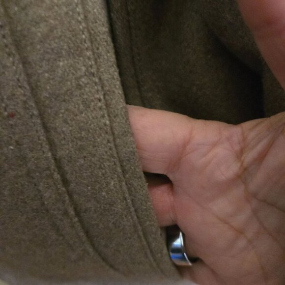 London Fog Wool Blend Bomber Jacket With Full Zip Snap Toast Heather Size L - Picture 4 of 8